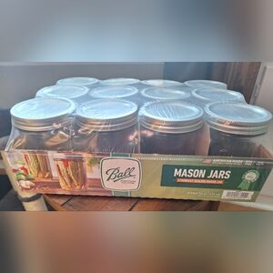 Ball Wide Mouth Pint 16-Ounce Glass Mason Jar with Lids and Bands, 12-Count